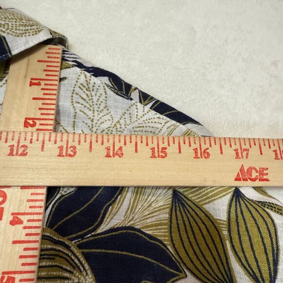 Tahari M Floral Top Palm Linen Lagenlook Coastal Vacation Beach Preppy Casual - Picture 6 of 9